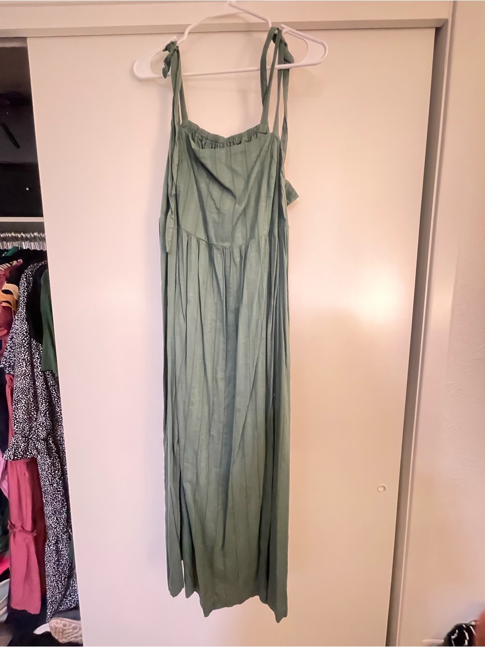 Old Navy Sage Green Tie-Strap Maxi Dress